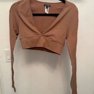 Wild Fable Brown Long Sleeve Crop Top